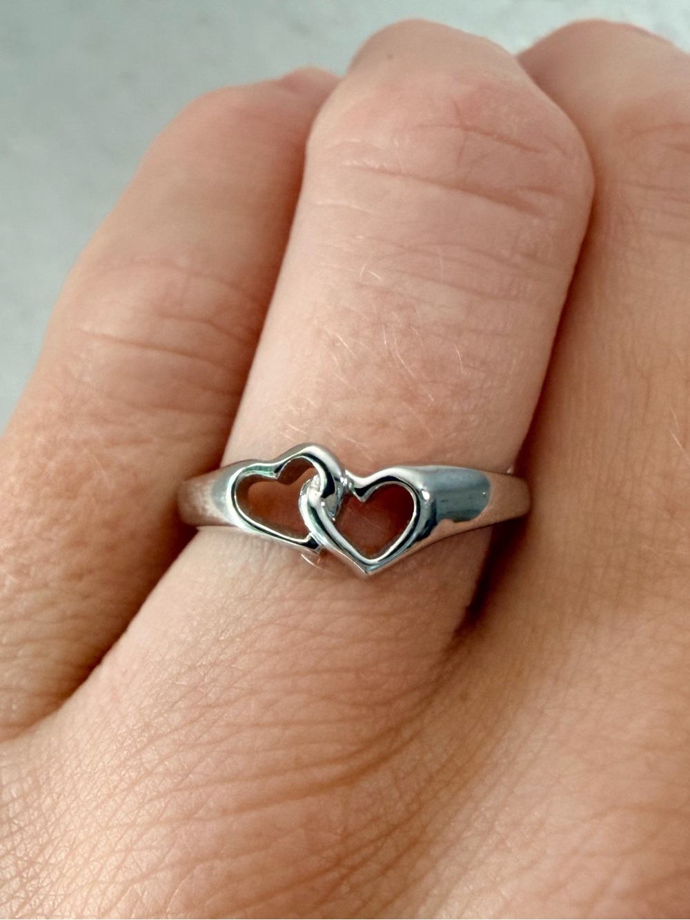 Silver Double Heart Ring - Elegant Women’s Ring